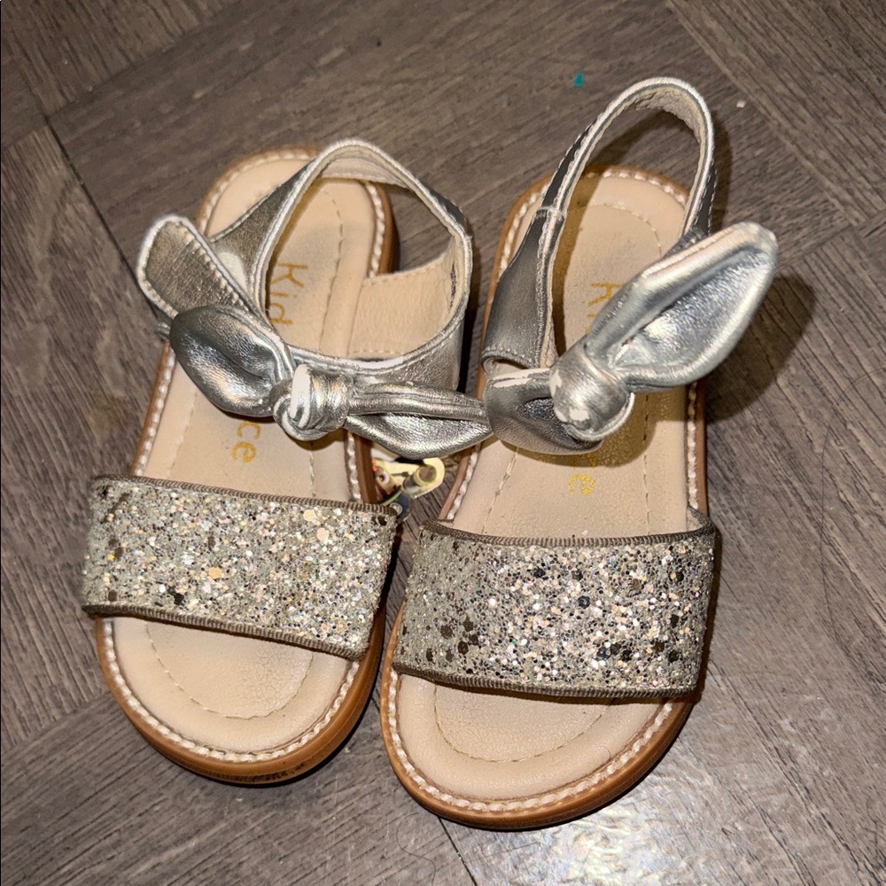 Kids Silver Glitter Sandals